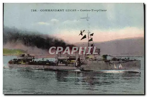 Cartes postales Bateau de Guerre Commandant Lucas Contre torpilleur