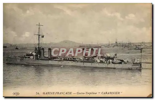 Cartes postales Bateau de Guerre Contre torpilleur Carabinier