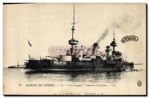 Cartes postales Bateau de Guerre Le Charlemagne Cuirasse d'escadre