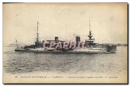 Cartes postales Bateau de Guerre Carnot Cuirasse d'escadre a quatre tourelles