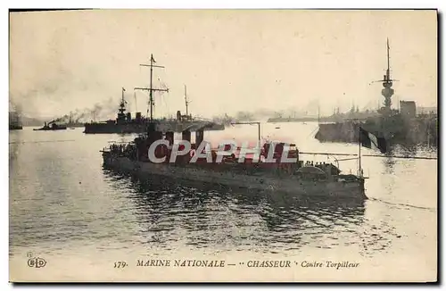 Cartes postales Bateau de Guerre Chasseur Contre Torpilleur