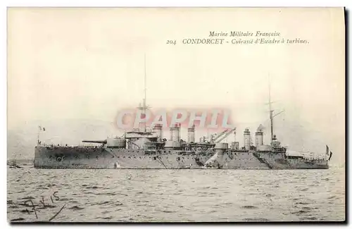 Cartes postales Bateau de Guerre Condorcet Cuirasse d'escadre a turbines