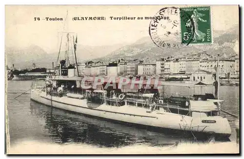 Ansichtskarte AK Bateau de Guerre Toulon Claymore Torpilleur au mouillage