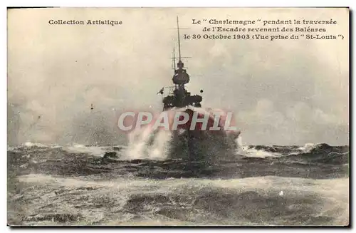 Cartes postales Bateau de Guerre Le Charlemagne pendant la traversee de l'escadre revenant des Baleares Vue pris
