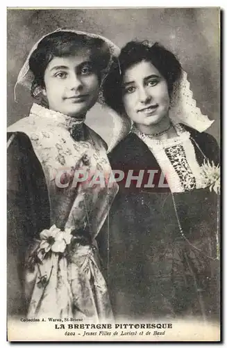 Cartes postales Folklore Bretagne Jeunes filles de Lorient et de Baud