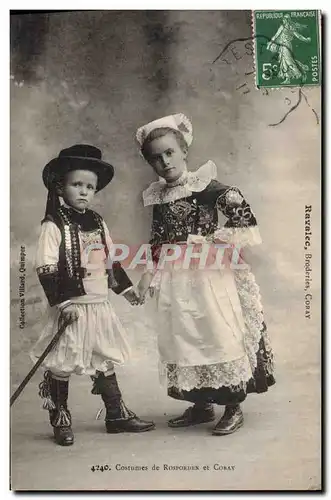 Cartes postales Folklore Enfants Costumes de Rosporden et Coray