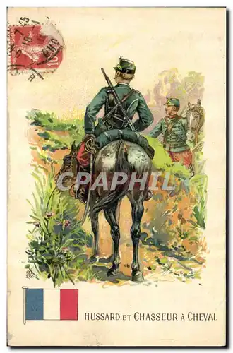 Ansichtskarte AK Militaria Hussard et chasseur a cheval