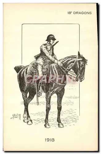 Cartes postales Militaria 18eme Dragons 1918