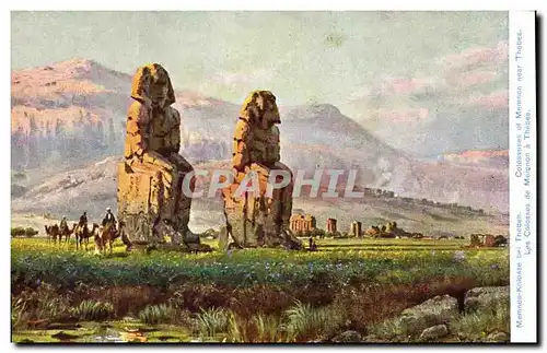 Ansichtskarte AK Egypte Egypt Les colosses de Memmon a Thebes