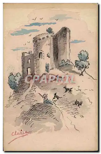 Ansichtskarte AK Fantaisie (dessin a la main) Chateau