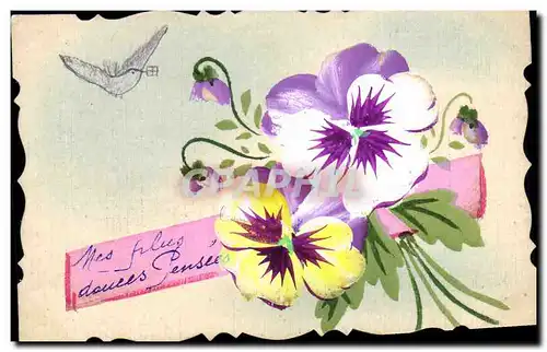 Cartes postales Fantaisie (dessin a la main) Fleurs Oiseau