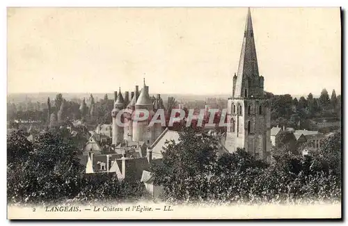 Cartes postales Chateau et l'eglise Langeais