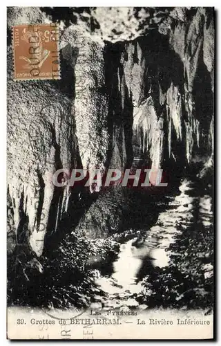 Cartes postales Grotte Grottes de Betharram La riviere inferieure