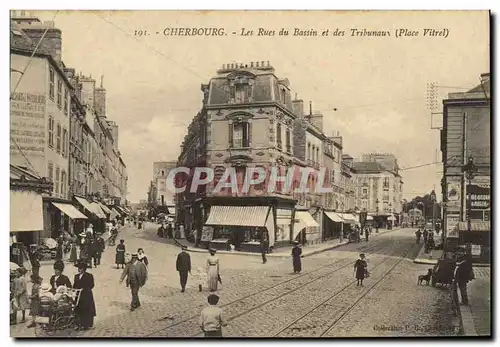 Cartes postales Palais de Justice Cherbourg Les rues du Bassin et des Tribunaux Place Vitrel