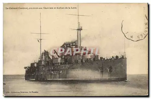 Cartes postales Bateau de Guerre Le Cuirasse Condorcet construit aux chantiers et ateliers de la Loire