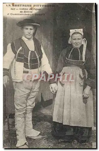 Cartes postales Folklore Costumes des paysans des environs de Guemne sur Scorff