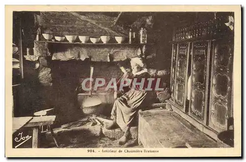 Cartes postales Folklore Interieur de chaumiere bretonne