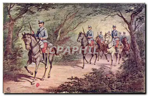 Cartes postales Militaria Hussards pointe devant d'avant garde