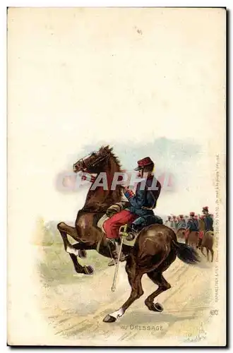 Cartes postales Militaria Au dressage