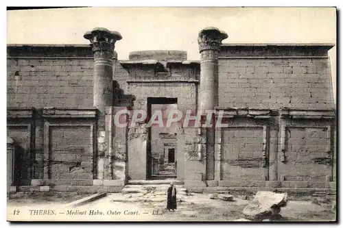 Cartes postales Egypt Egypte Thebes Medinet Habu Outer Court