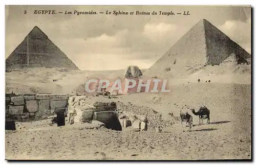 Ansichtskarte AK Egypt Egypte Les pyramides Le sphinx et ruines du temple