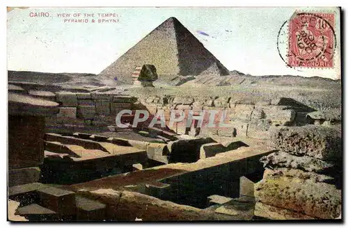 Cartes postales Egypt Egypte View of the tempel Timbre Alexandrie Mouchon