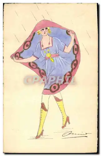 Ansichtskarte AK Fantaisie (dessin a la main) Femme
