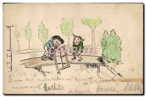Ansichtskarte AK Fantaisie (dessin a la main) Enfants
