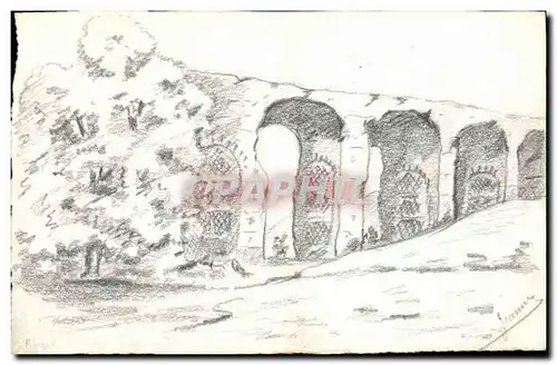 Cartes postales Fantaisie (dessin a la main) Pont