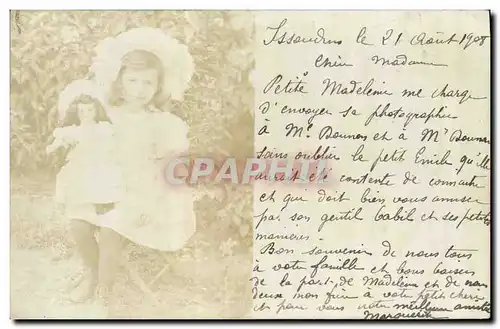 CARTE PHOTO Issoudun 1908 Fantaisie Enfants Poupee
