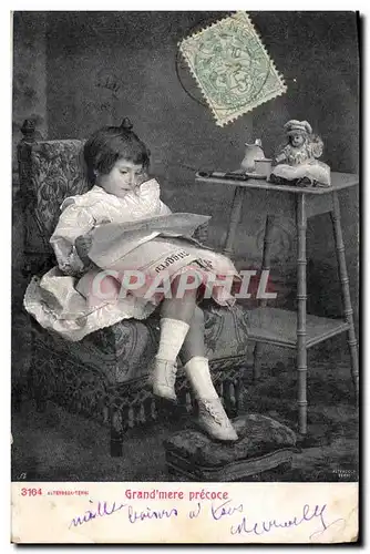 Cartes postales Fantaisie Enfants Poupee Grand mere precoce