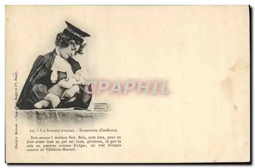 Cartes postales Fantaisie Enfants Poupee La femme avocat Suspension d'audience