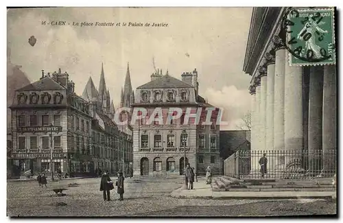 Cartes postales Caen La place Fontette et le Palais de justice