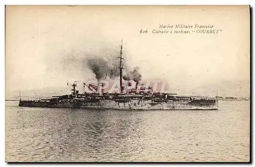 Cartes postales Bateau de Guerre Cuirasse a turbines Courbet