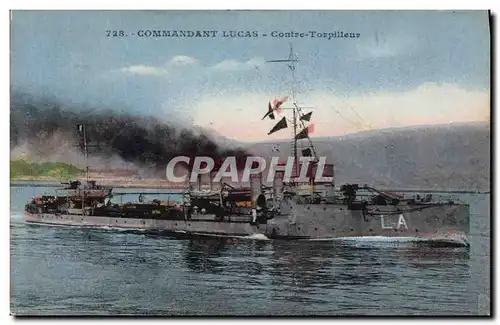 Cartes postales Bateau de Guerre Commandant Lucas Contre torpilleur