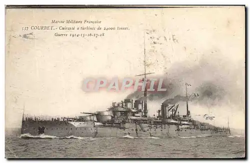 Ansichtskarte AK Bateau de Guerre Courbet Cuirasse a turbines