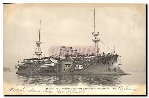 Cartes postales Bateau de Guerre Le Courbet Cuirasse d'escadre a fort central