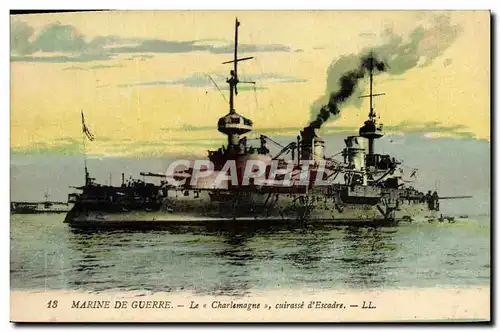 Cartes postales Bateau de Guerre Le Charlemagne Cuirasse d'escadre
