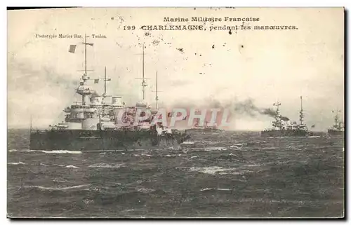 Cartes postales Bateau de Guerre Charlemagne pendant les manoeuvres