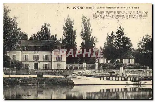 Ansichtskarte AK Joigny Sous Prefecture et la rive de l'Yonne Bateau