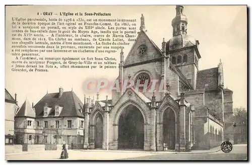 Cartes postales Gray L'eglise et la Sous Prefecture