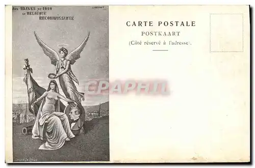 Cartes postales Militaria Aux braves de 1830 la Belgique reconnaissante