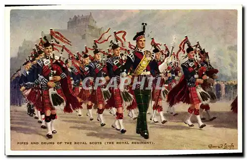 Cartes postales Militaria Pipes and drums of the Royal Scots The Royal Regiment