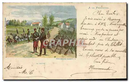 Cartes postales Militaria La halte A la frontiere