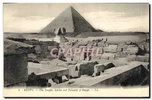 Ansichtskarte AK Egypt Egypte The temple Sphinx and Pyramid of Kheops