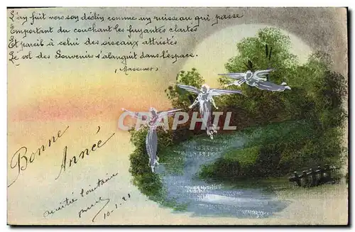 Ansichtskarte AK Fantaisie (dessin a la main)  Anges
