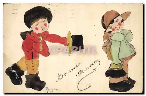 Ansichtskarte AK Fantaisie (dessin a la main)  Enfants