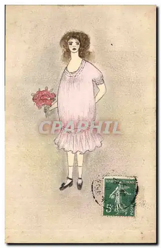 Ansichtskarte AK Fantaisie (dessin a la main)  Femme