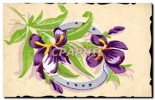 Cartes postales Fantaisie (dessin a la main)  Fleurs Fer a cheval