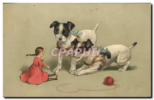 Cartes postales Fantaisie Chien Chiens Poupee